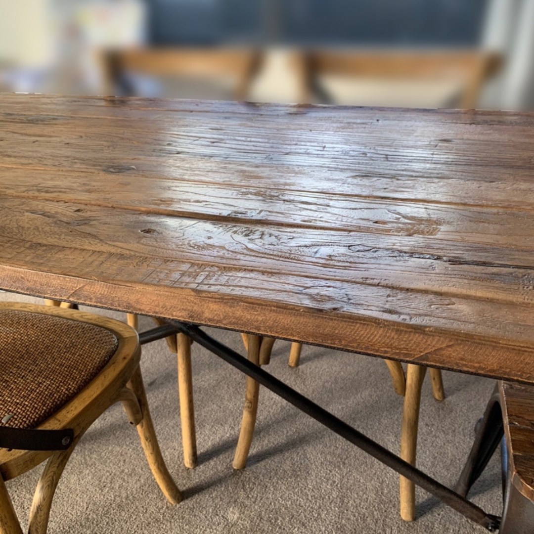 Industrial Dining Table Old Elm and Iron 1.8m image 1